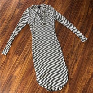 Material girl bodycon midi dress with sexy lace tie up detail